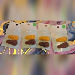 Fuzzy Mustard and Chocolate Hair Clips - 2PC Fashion Set